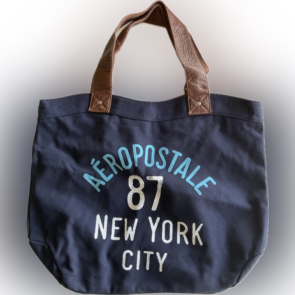 Aeropostale Navy and Brown Tote Bag